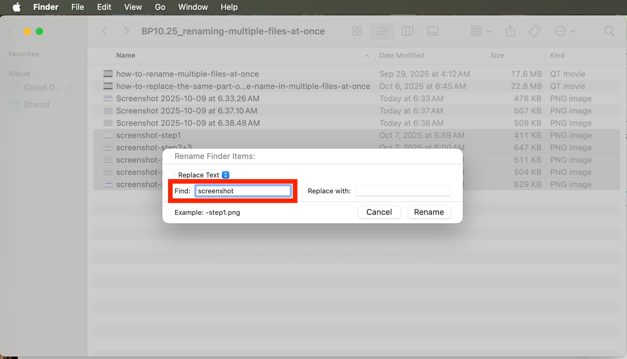 type text you want to replace in multiple files at once