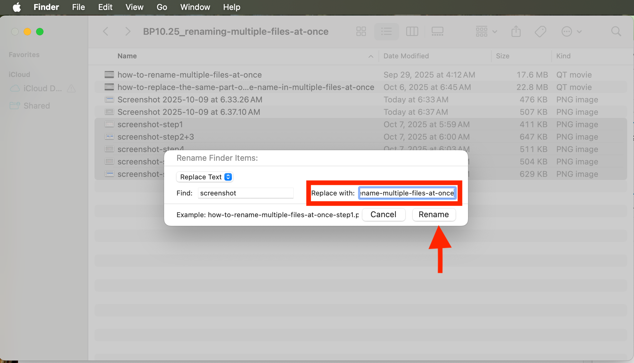 type text that you want to replace the previous text with