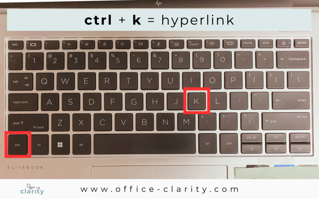 keyboard shortcut hyperlink
